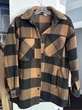 H&M Black and Brown Plaid Shacket